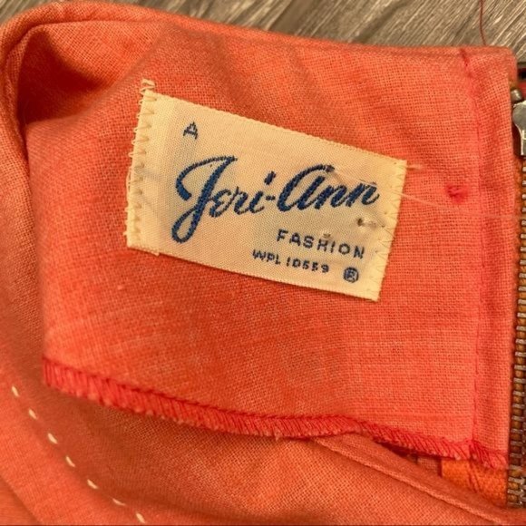 Vintage jeri Ann coral pink / orange dress with button front retro 50s mrs maise - Picture 8 of 9